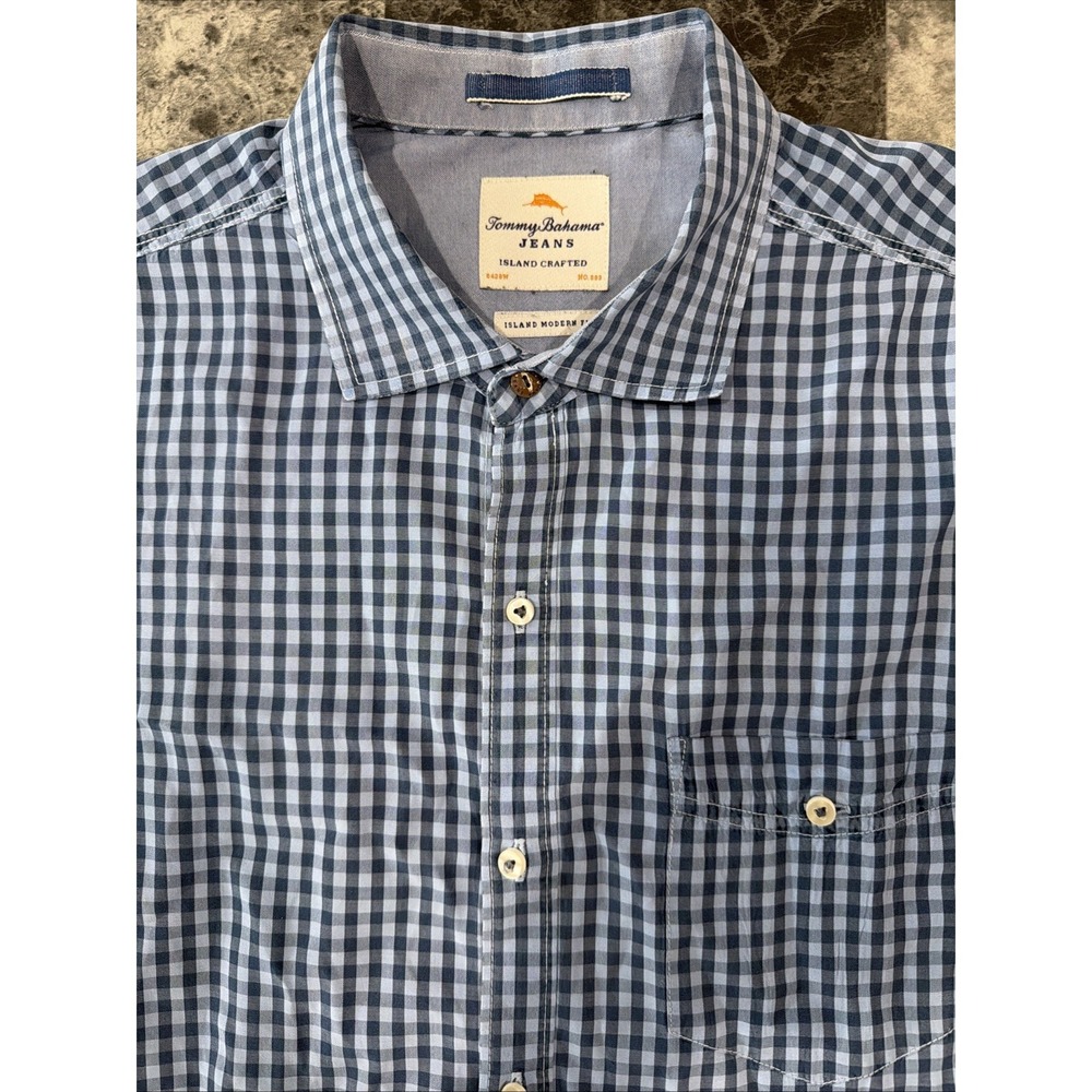 Tommy Bahama Jeans Island Crafted‎ Blue Striped Men's XL Button Down